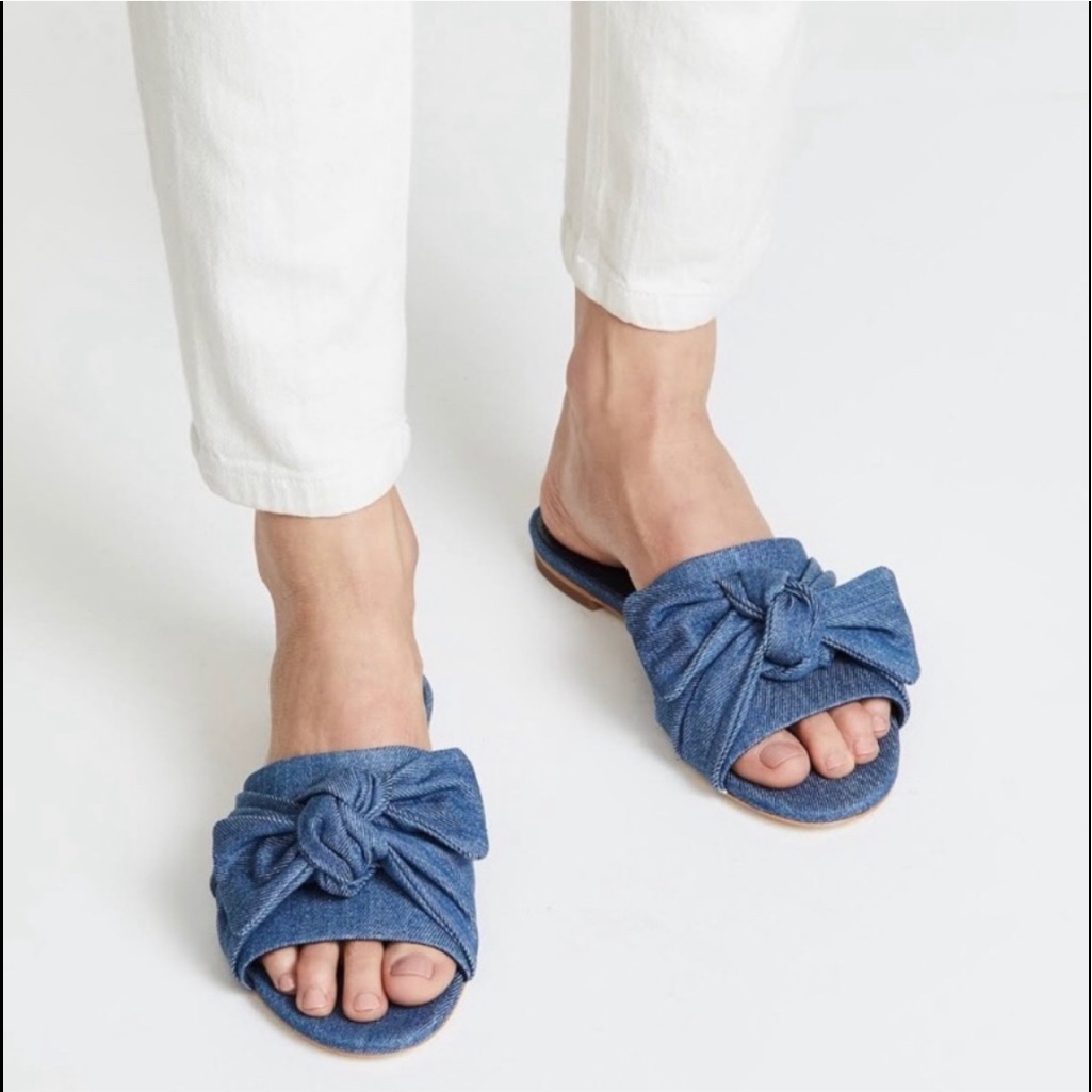 Tory Burch Annabelle Bow Slide Denim Chamb
